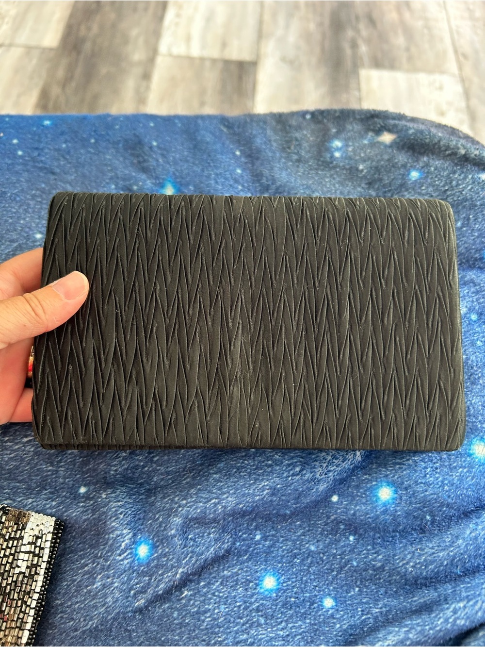 4/$100 GOLDCO Black Textured clutch shoulder purse